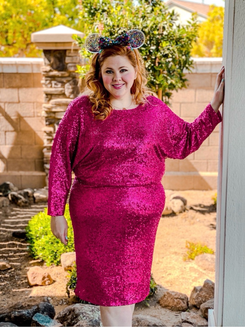 ELOQUII Hot Pink Sequin Dolman Sleeve Cocktail Dress NWT Size 20